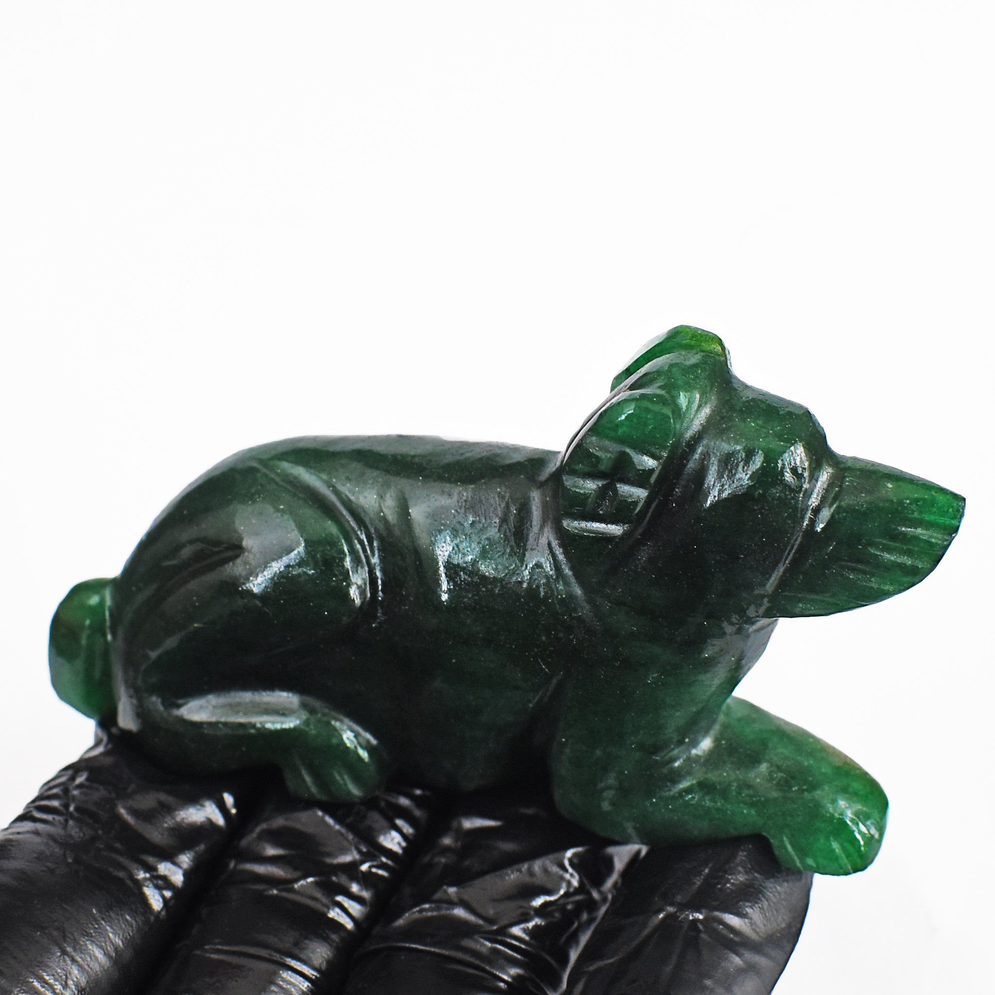 Stunning 393.00 Carats Genuine Green Jade Hand Carved Crystal Gemstone Carving Dog 2026 Collection