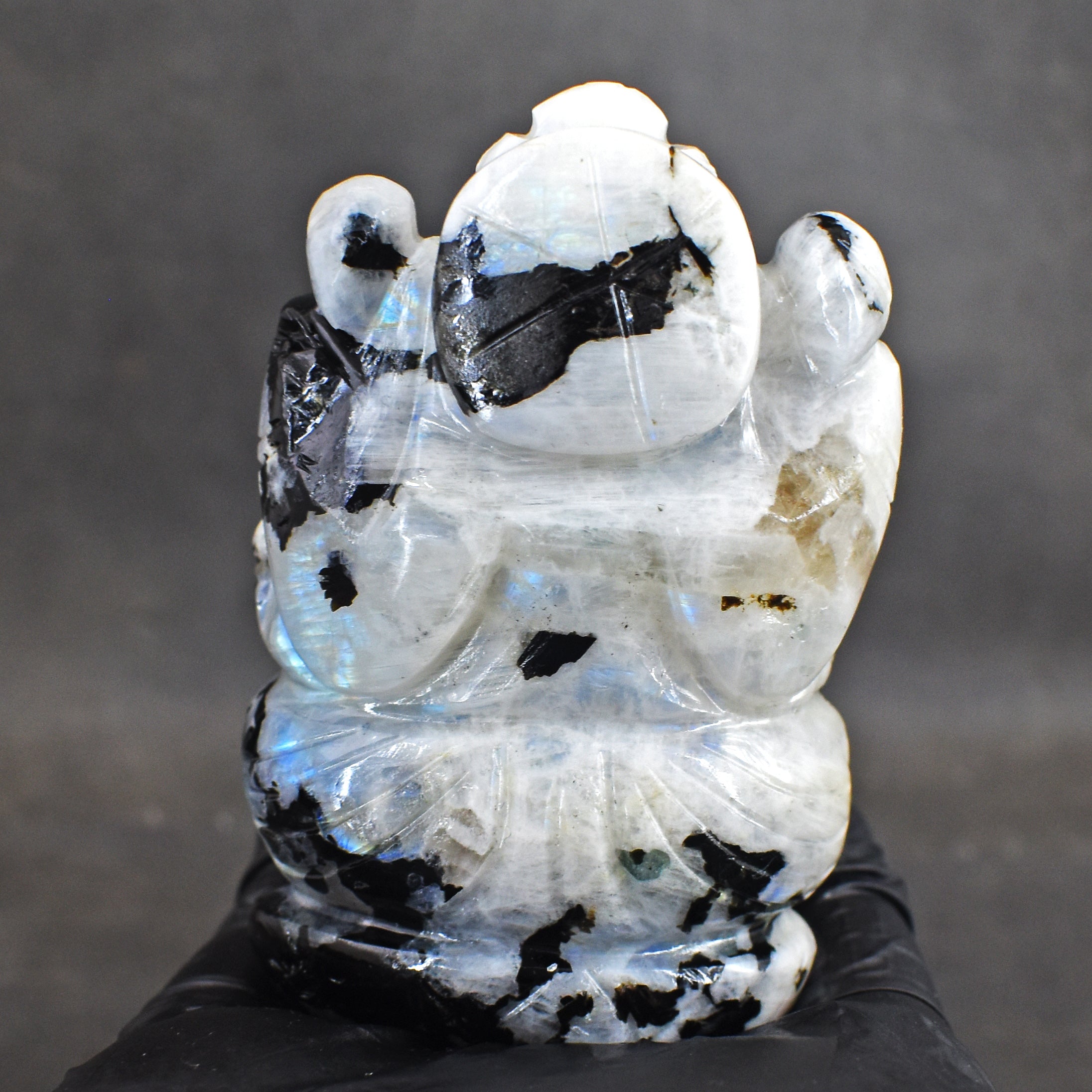 Amazing 766.00 Cts Genuine Moonstone Divine Hand Carved  Lord Ganesha Idol Gemstone Carving