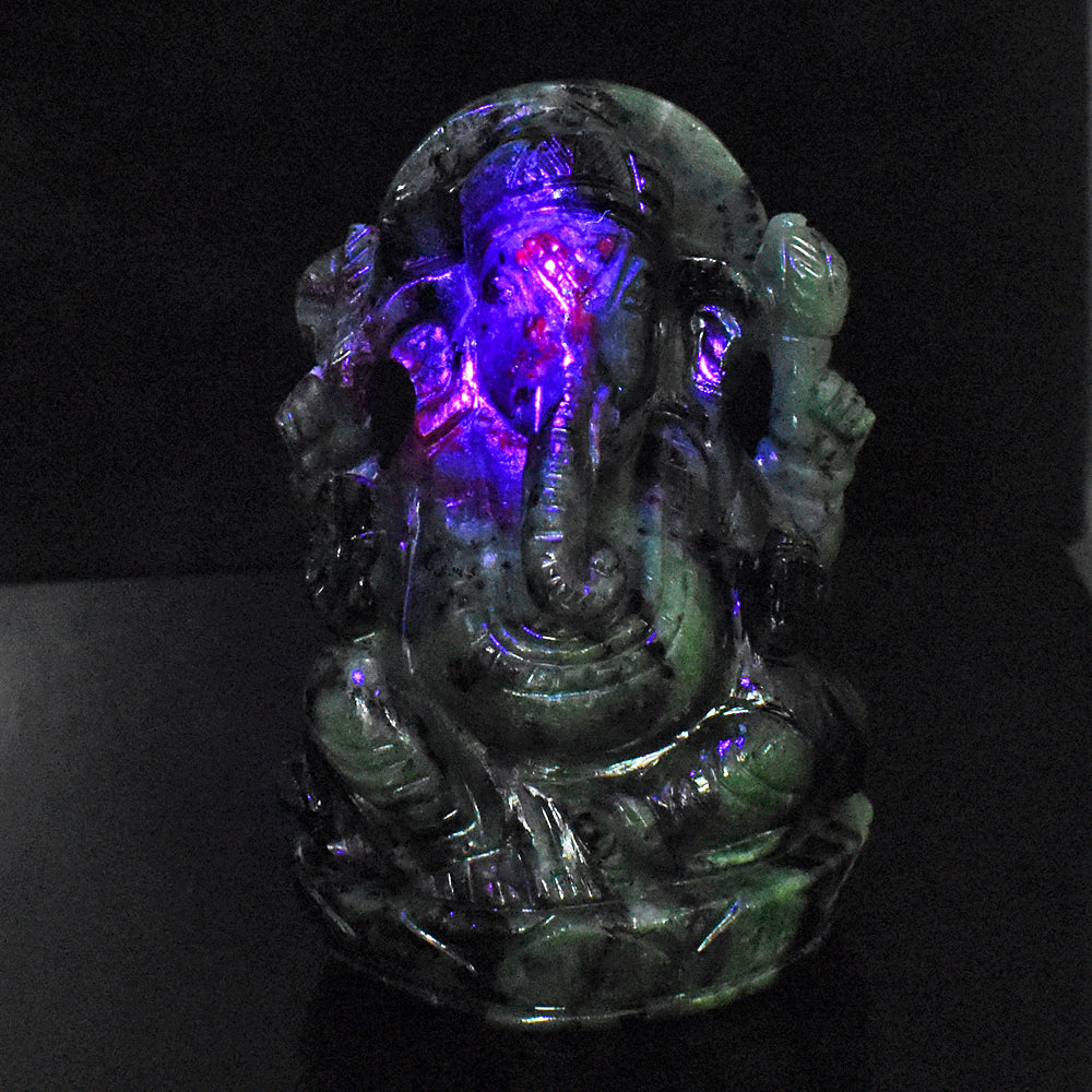 Craftsmen 4539.00 Cts Genuine  Ruby Zoisite Hand Carved Crystal Gemstone Carving Lord Ganesha