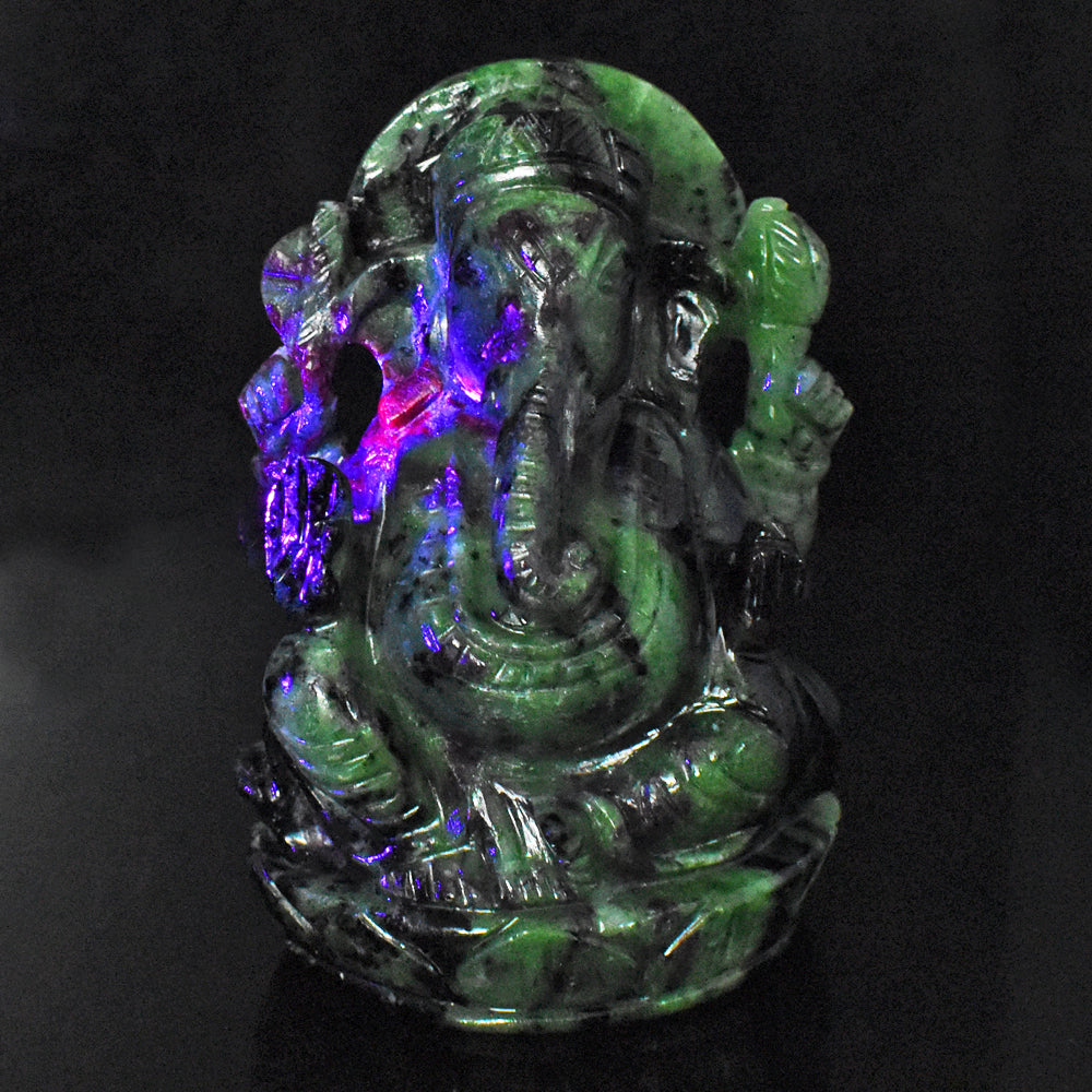 Craftsmen 4539.00 Cts Genuine  Ruby Zoisite Hand Carved Crystal Gemstone Carving Lord Ganesha