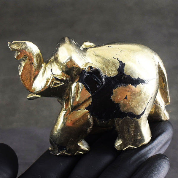 Attractive 1623.00 Cts Genuine Pyrite Hand Carved Gemstone Premium Elephant Crystal
