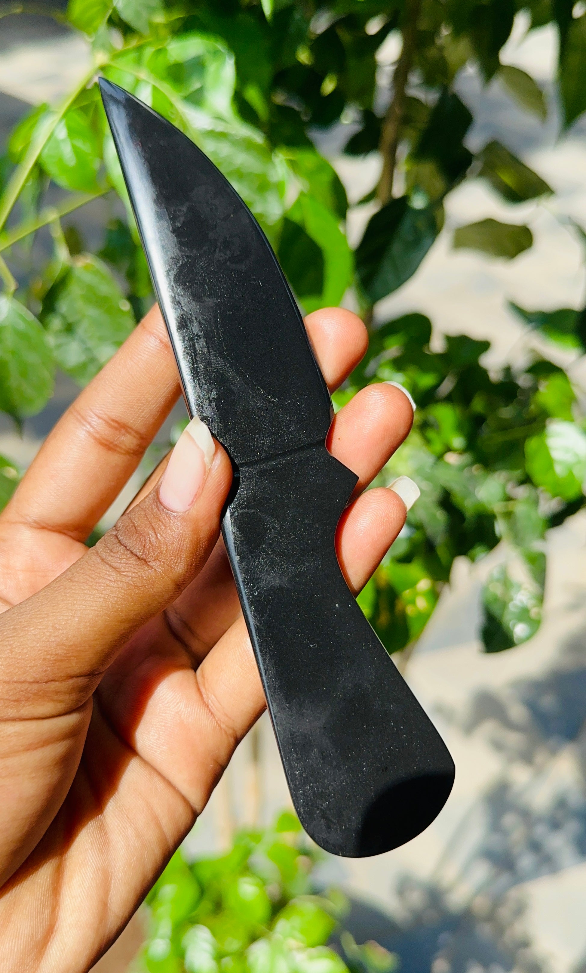 Craftsmen 350.00 Cts Genuine Black Tourmaline Hand Carved Crystal Gemstone Knife