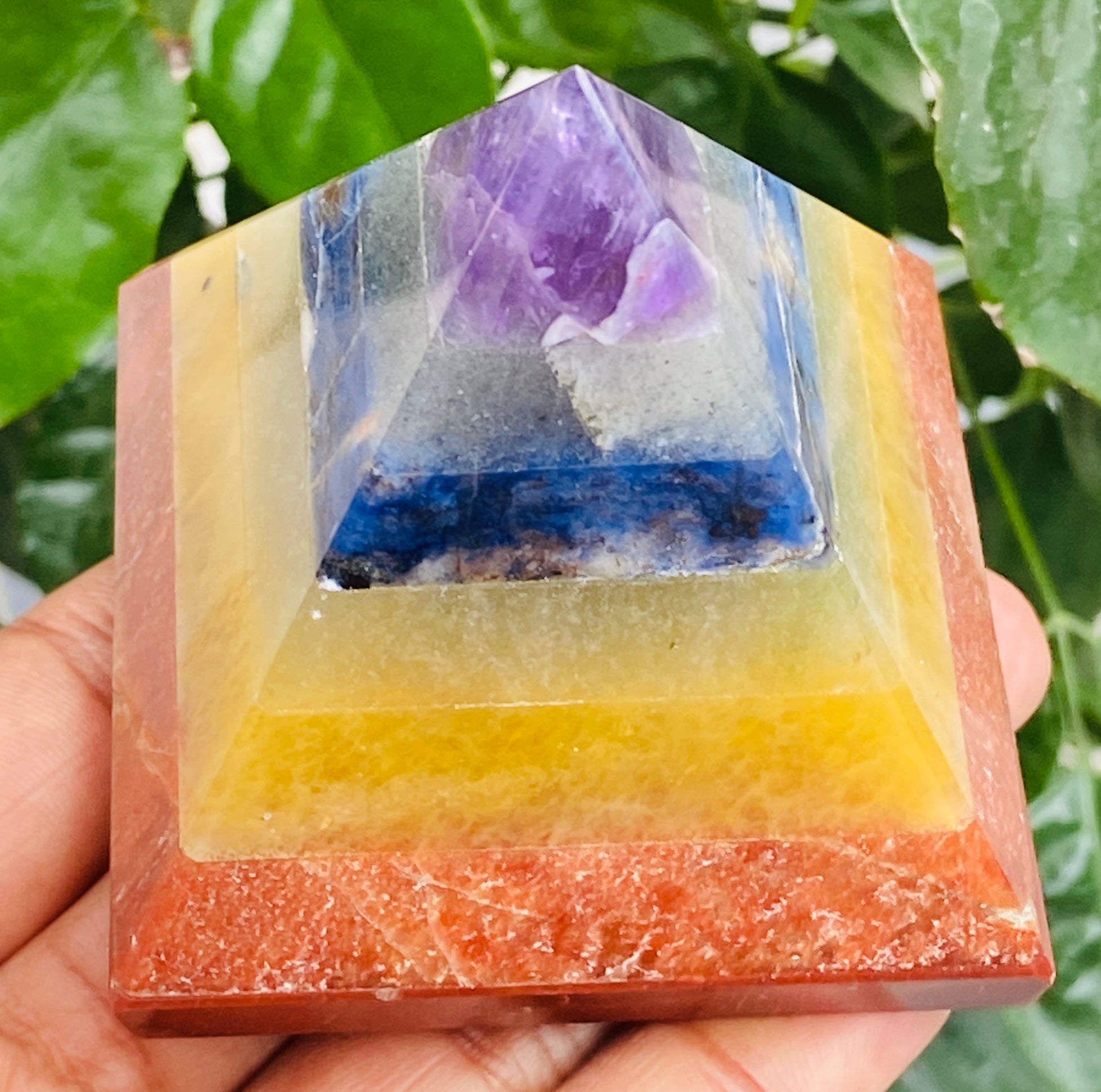 Lovely 939.00 Cts Genuine Seven Chakra Crystal Specimen Healing Divine Pyramid