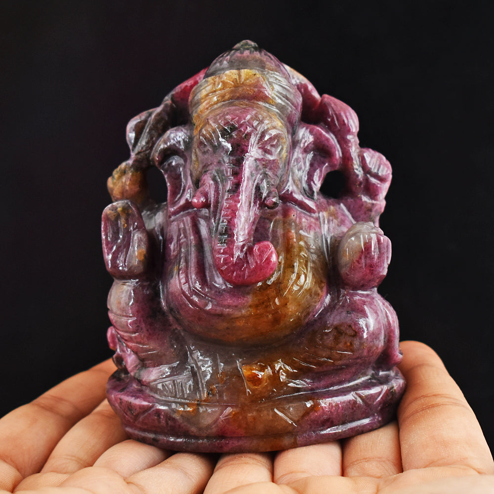 Natural  3005.00 Cts Genuine  Rhodonite Hand  Carved  Crystal Gemstone  Lord Ganesha Carving