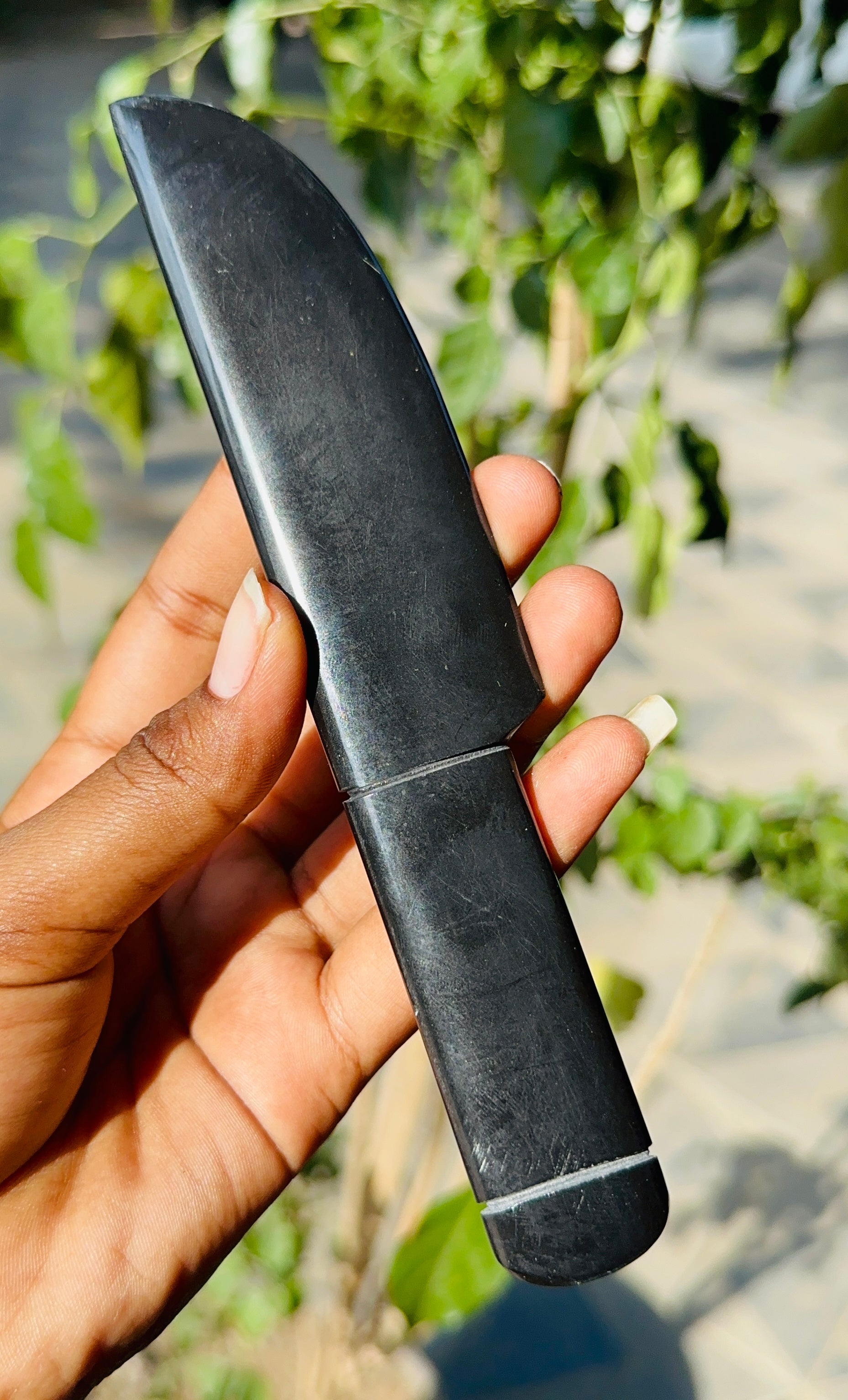Gorgeous 368.00 Cts Genuine Black Tourmaline Hand Carved Crystal Gemstone Knife