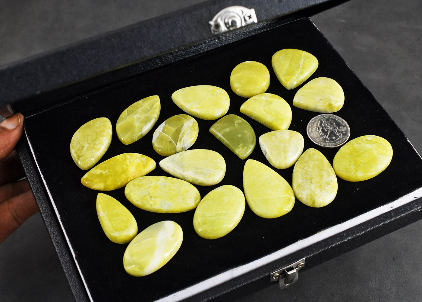 Natural  681.00 Carats  Genuine Lemon Serpentine Untreated Gemstone Cabochon Lot