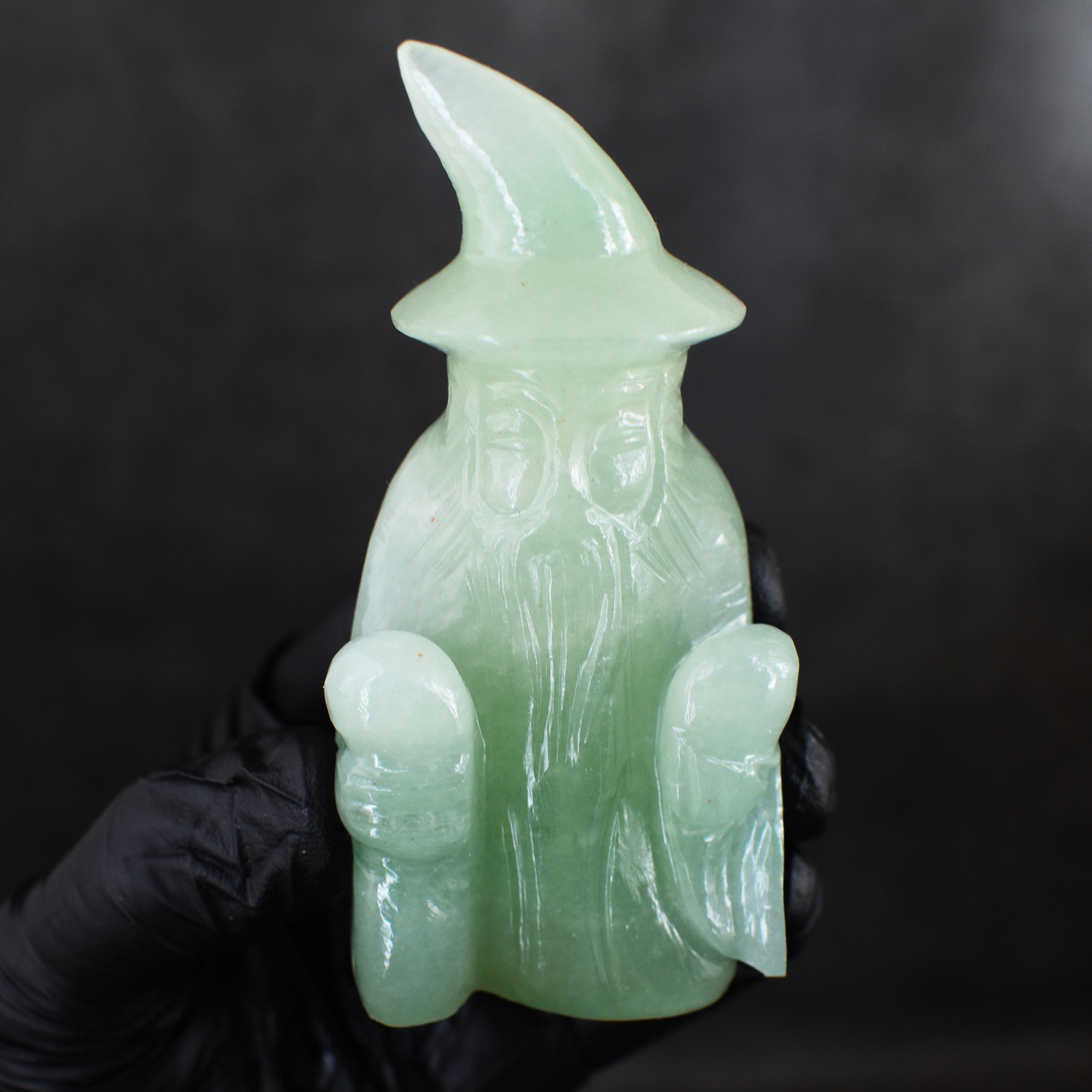 Exclusive 652.00 Cts Genuine Green Aventurine Hand Carved Premium Crystal Wizard