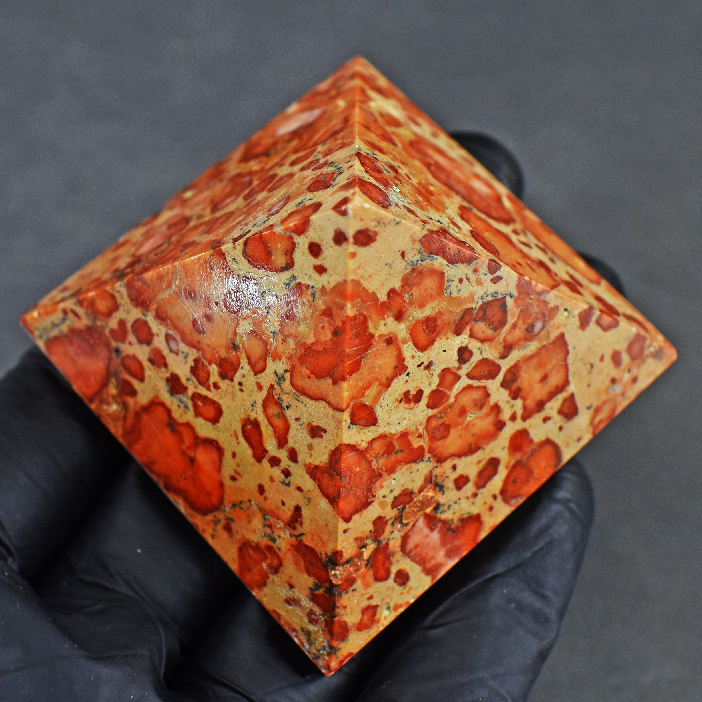 Radiant 490.00 Cts Exclusive Leopard Skin Jasper Healing Crystal Specimen Premium Pyramid