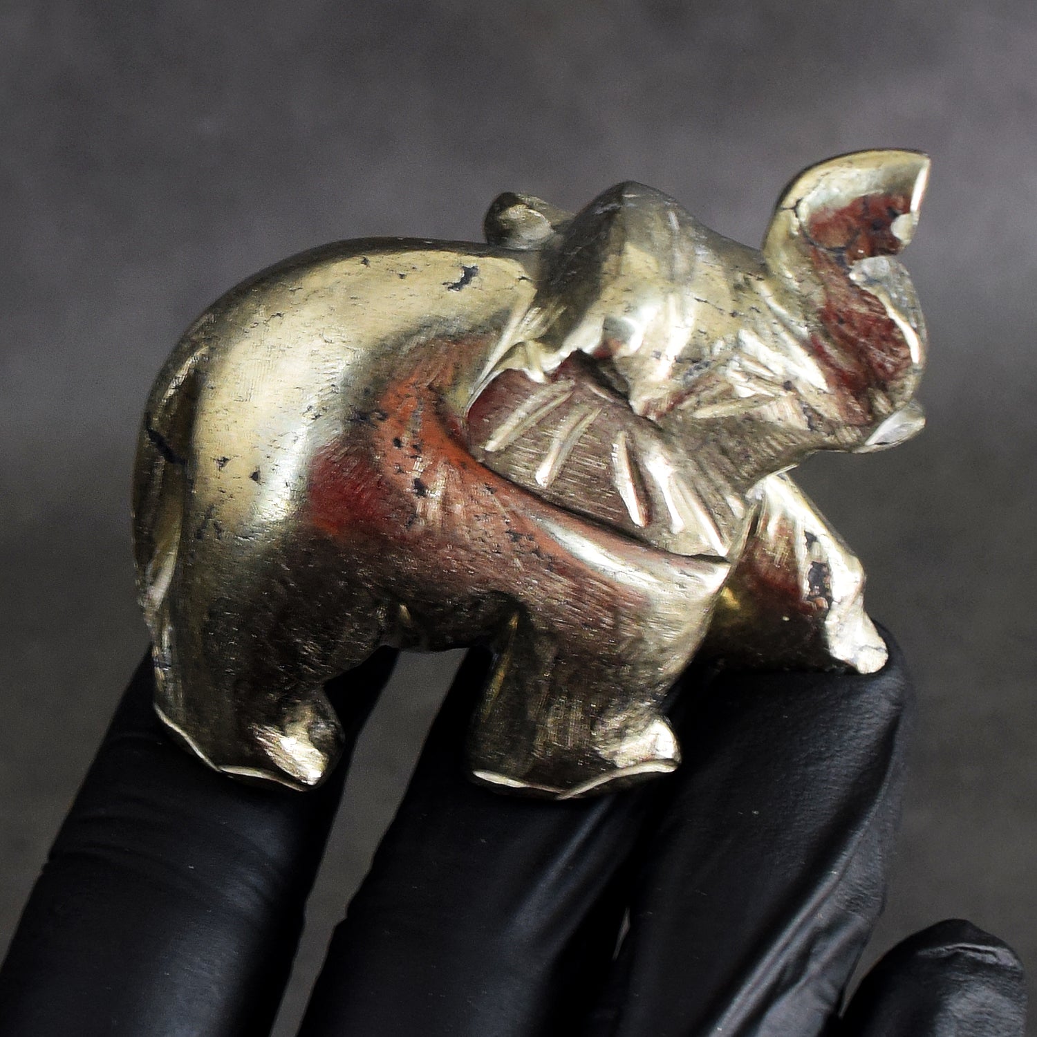 Gorgeous 689.00 Cts Genuine Pyrite Hand Carved Gemstone Premium Elephnat Crystal