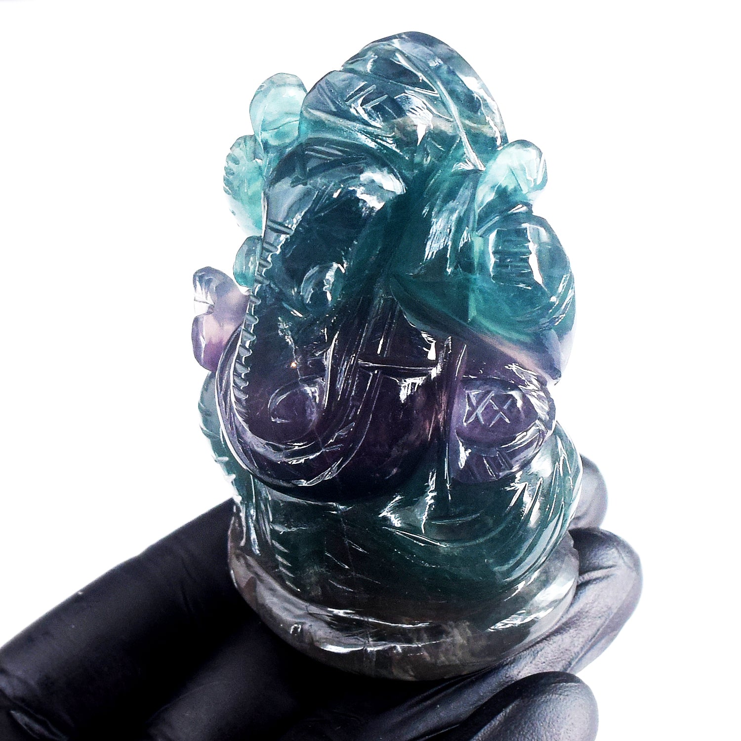 Natural 1029.00 Cts Genuine Multicolor Fluorite Hand Carved Premium Lord Ganesha Crystal