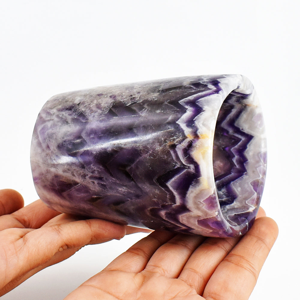 Artisian  2767.00 Carats Genuine Chevron Amethyst Hand Carved Crystal Gemstone Carving Glass