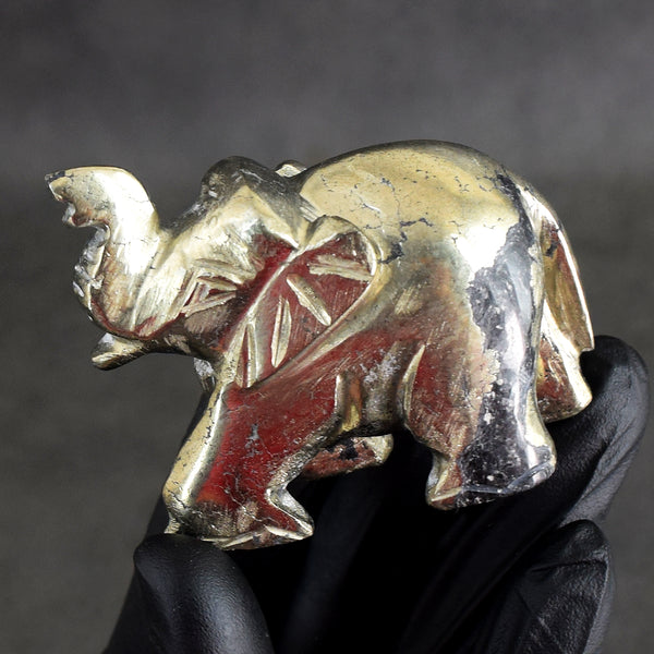 Gorgeous 689.00 Cts Genuine Pyrite Hand Carved Gemstone Premium Elephnat Crystal