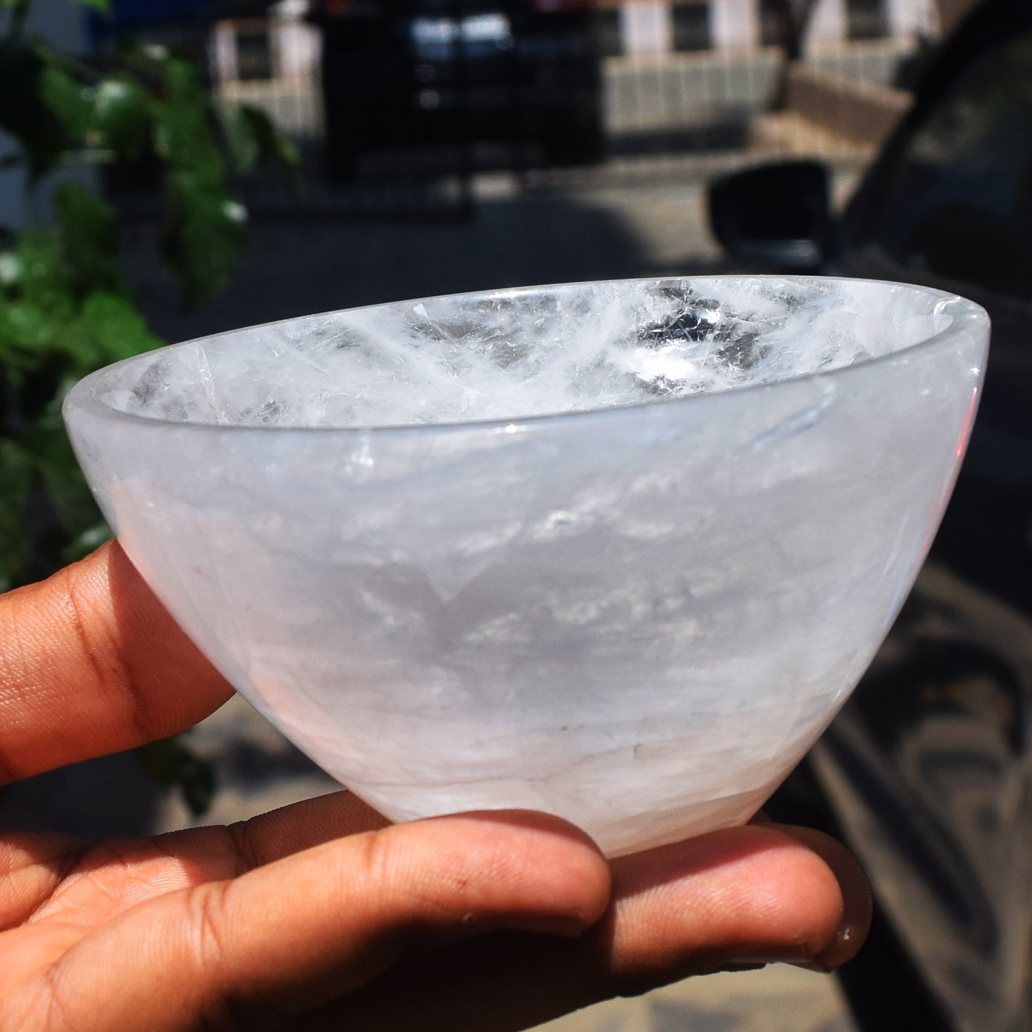 Dazzling 1607.00 Carats Genuine White Quartz Hand Carved Crystal Gemstone Carving Big Bowl