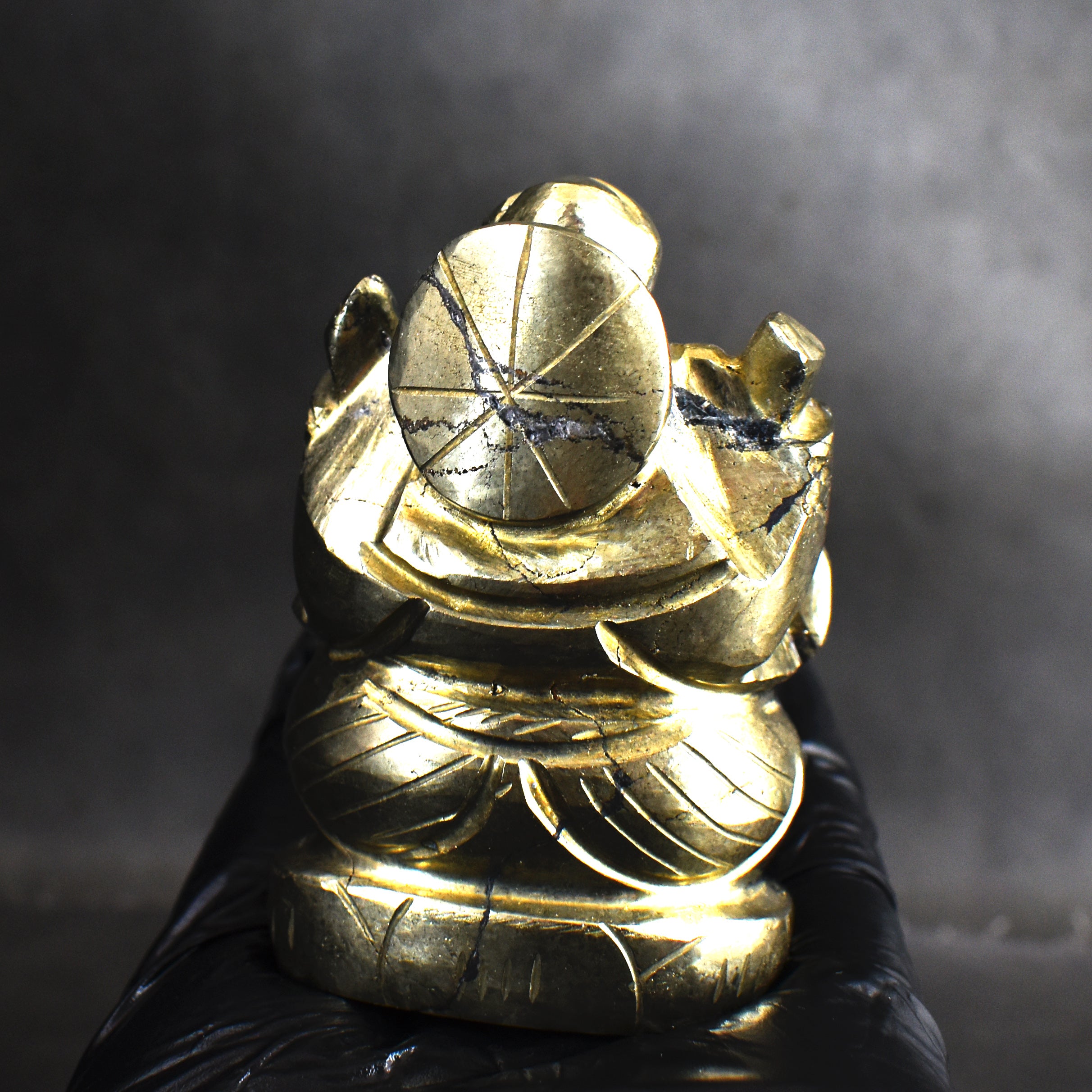 Gorgeous 1177.00 Cts Genuine Golden Pyrite Divine Hand Carved Premium Lord Ganesha