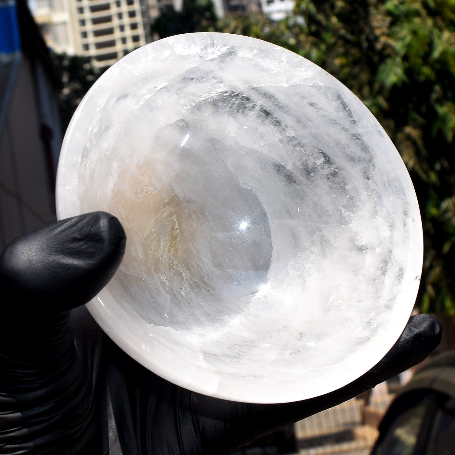 Dazzling 1607.00 Carats Genuine White Quartz Hand Carved Crystal Gemstone Carving Big Bowl