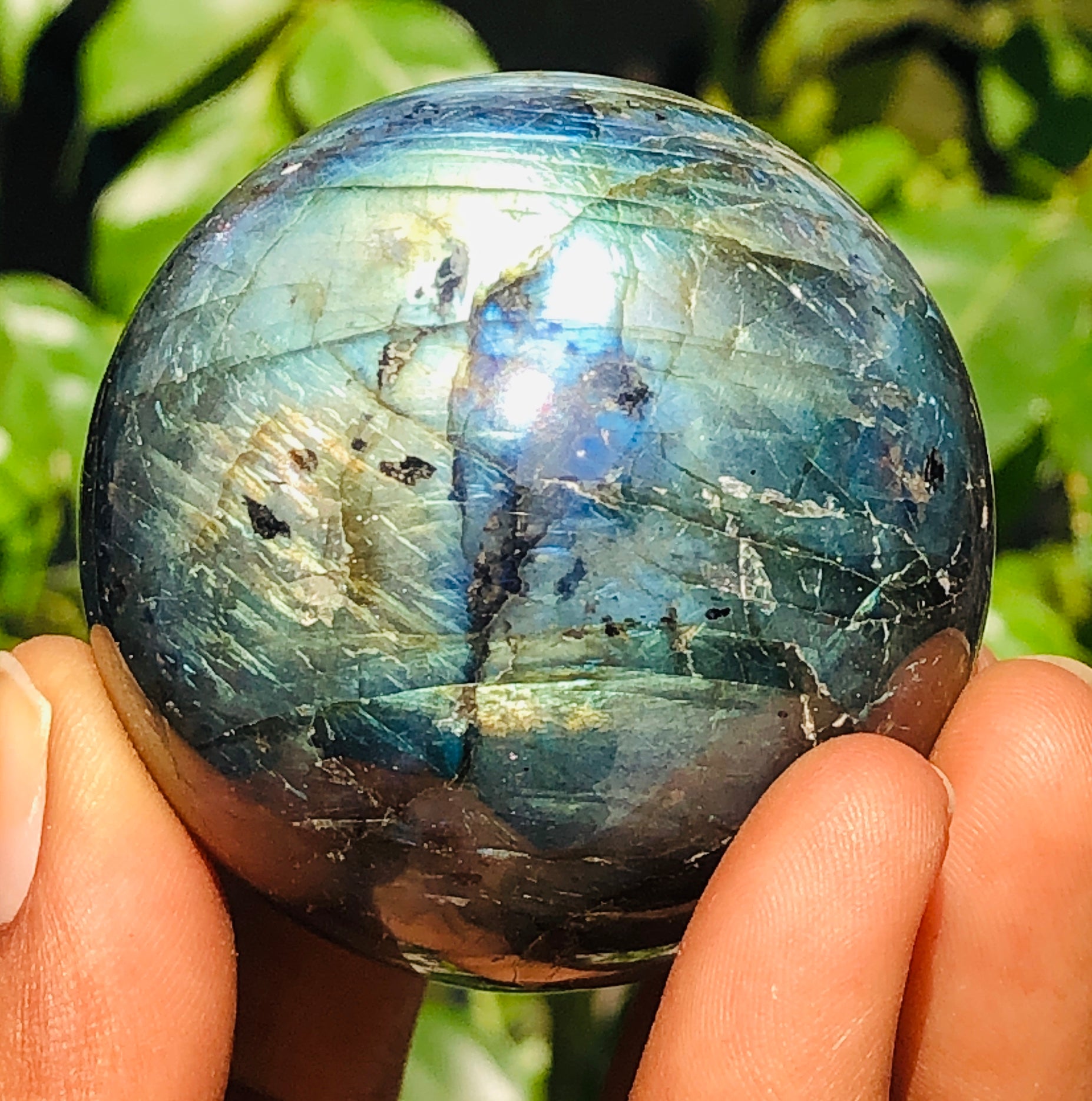 Gorgeous 787.00 Cts Genuine Amazing Flash Labradorite Healing Ball Sphere Crystal