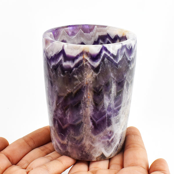 Artisian  2767.00 Carats Genuine Chevron Amethyst Hand Carved Crystal Gemstone Carving Glass