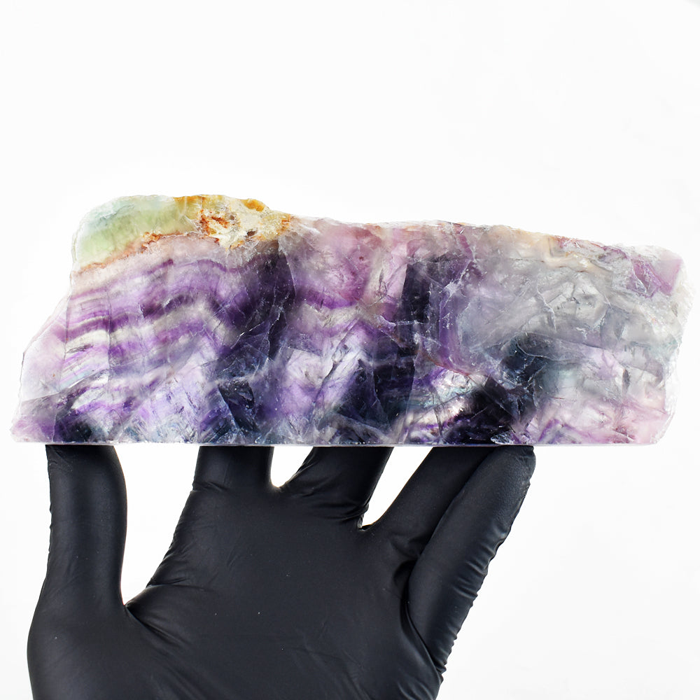 Gorgeous 1085.00 Cts Genuine Multicolor Fluorite Crystal Specimen Gemstone Slab
