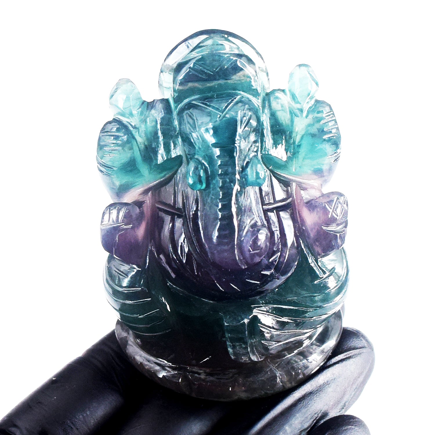 Natural 1029.00 Cts Genuine Multicolor Fluorite Hand Carved Premium Lord Ganesha Crystal