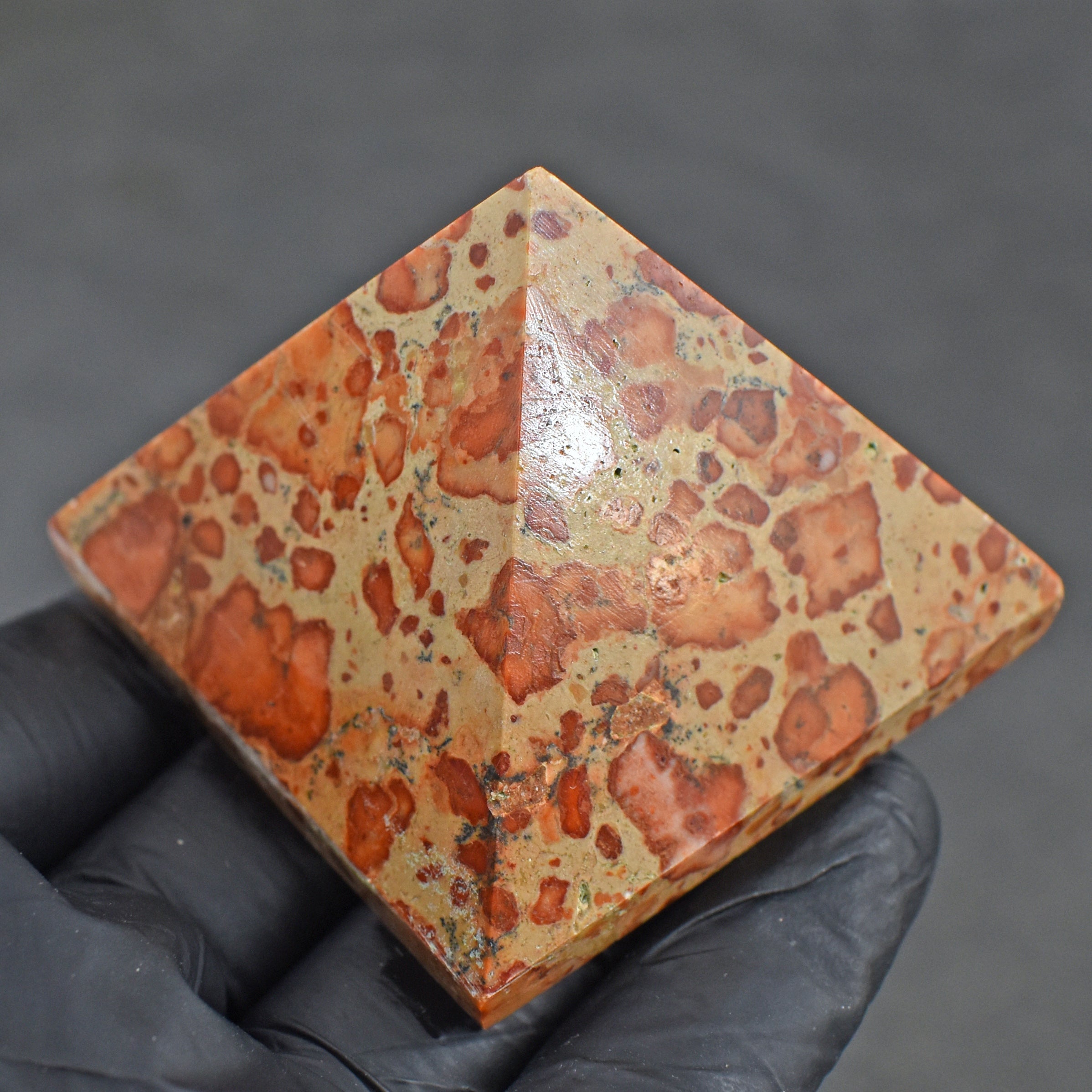 Radiant 490.00 Cts Exclusive Leopard Skin Jasper Healing Crystal Specimen Premium Pyramid