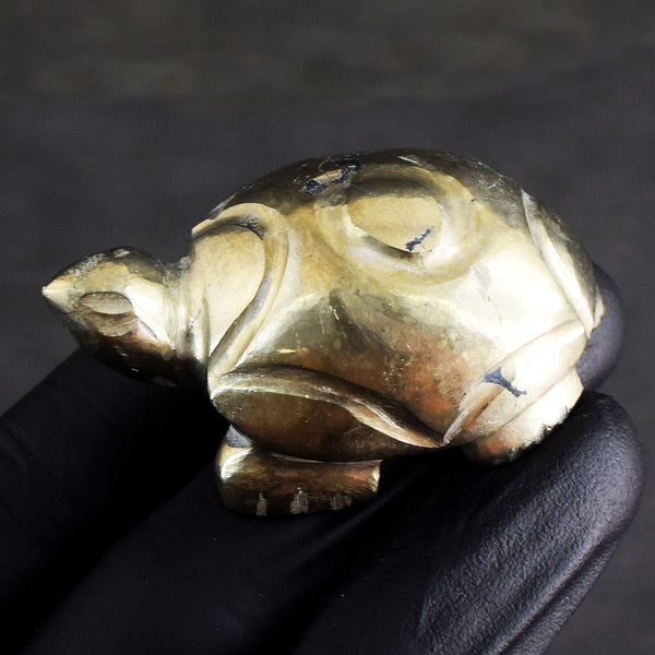 Paramount 355.00 Cts Genuine Pyrite Gemstone Hand Carved Premium Turtle Crystal