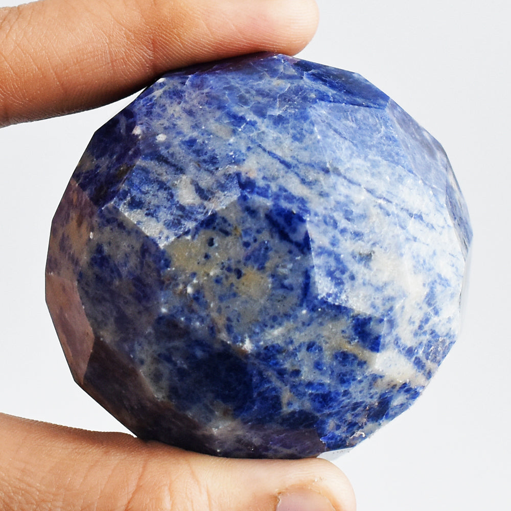 Exclusive 1128.00 Carats  Genuine Sodalite  Faceted  Hand  Carved Crystal Healing Gemstone Sphere