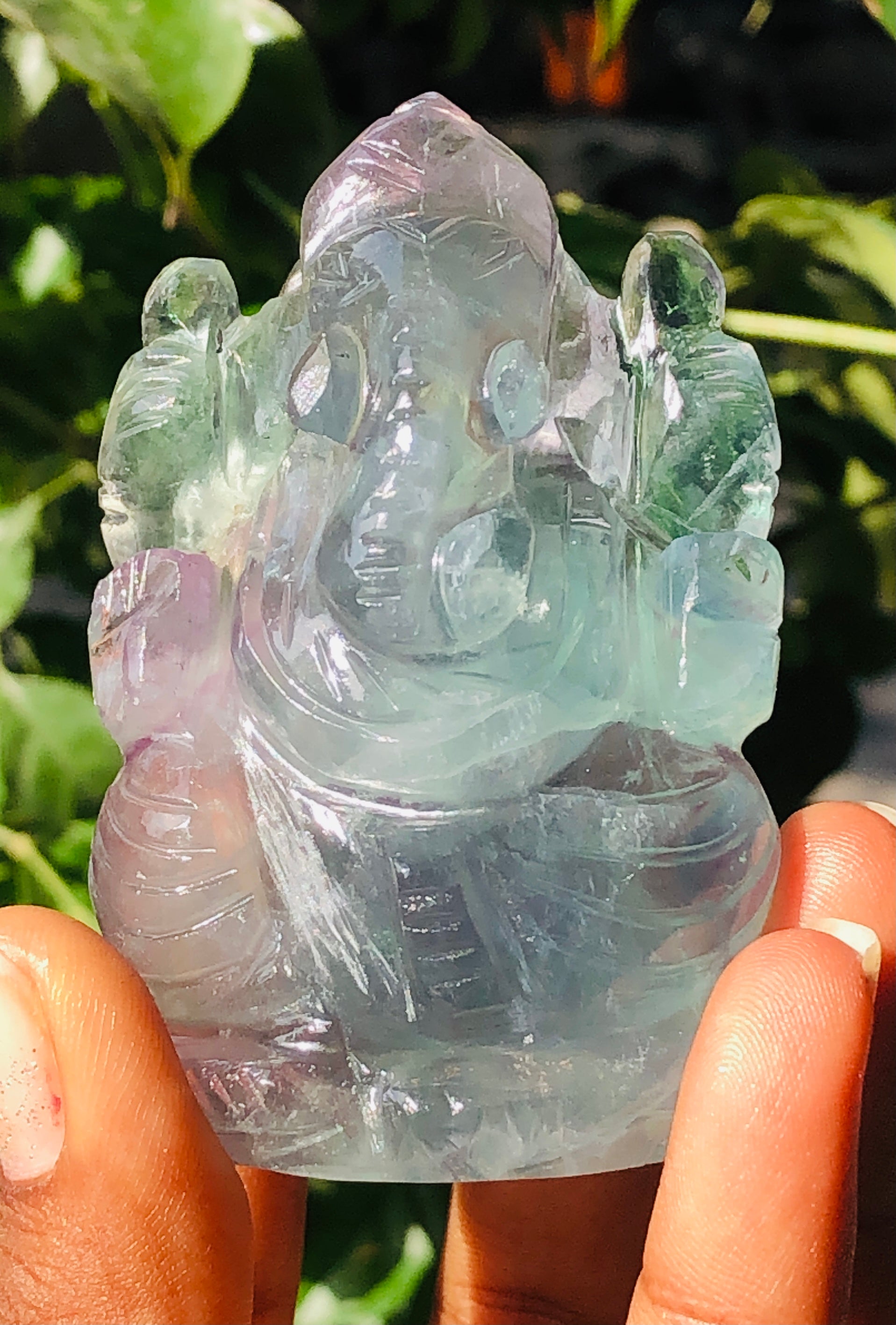 Exclusive 755.00 Carats Multicolor Fluorite Divine Carved Ganesha