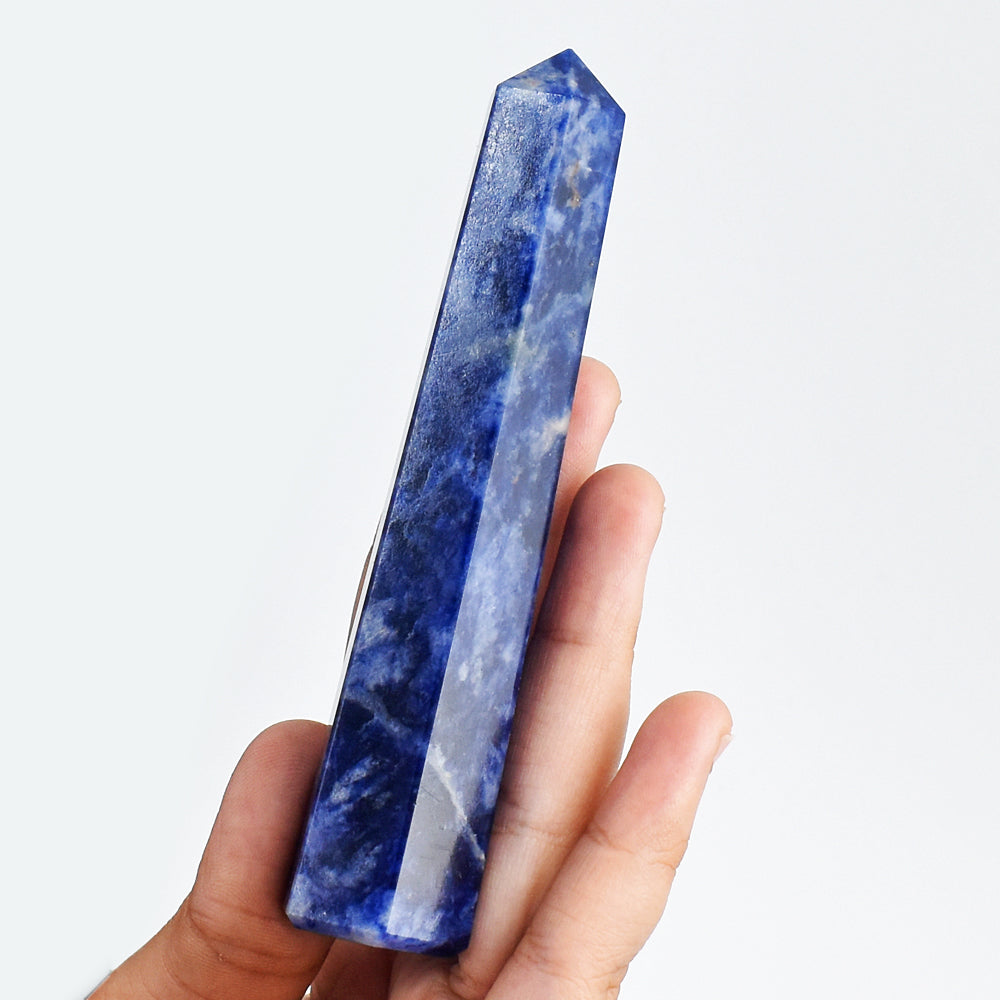 Artisian 473.00 Carats  Genuine Sodalite Hand  Carved Crystal Gemstone Healing  Point Carving