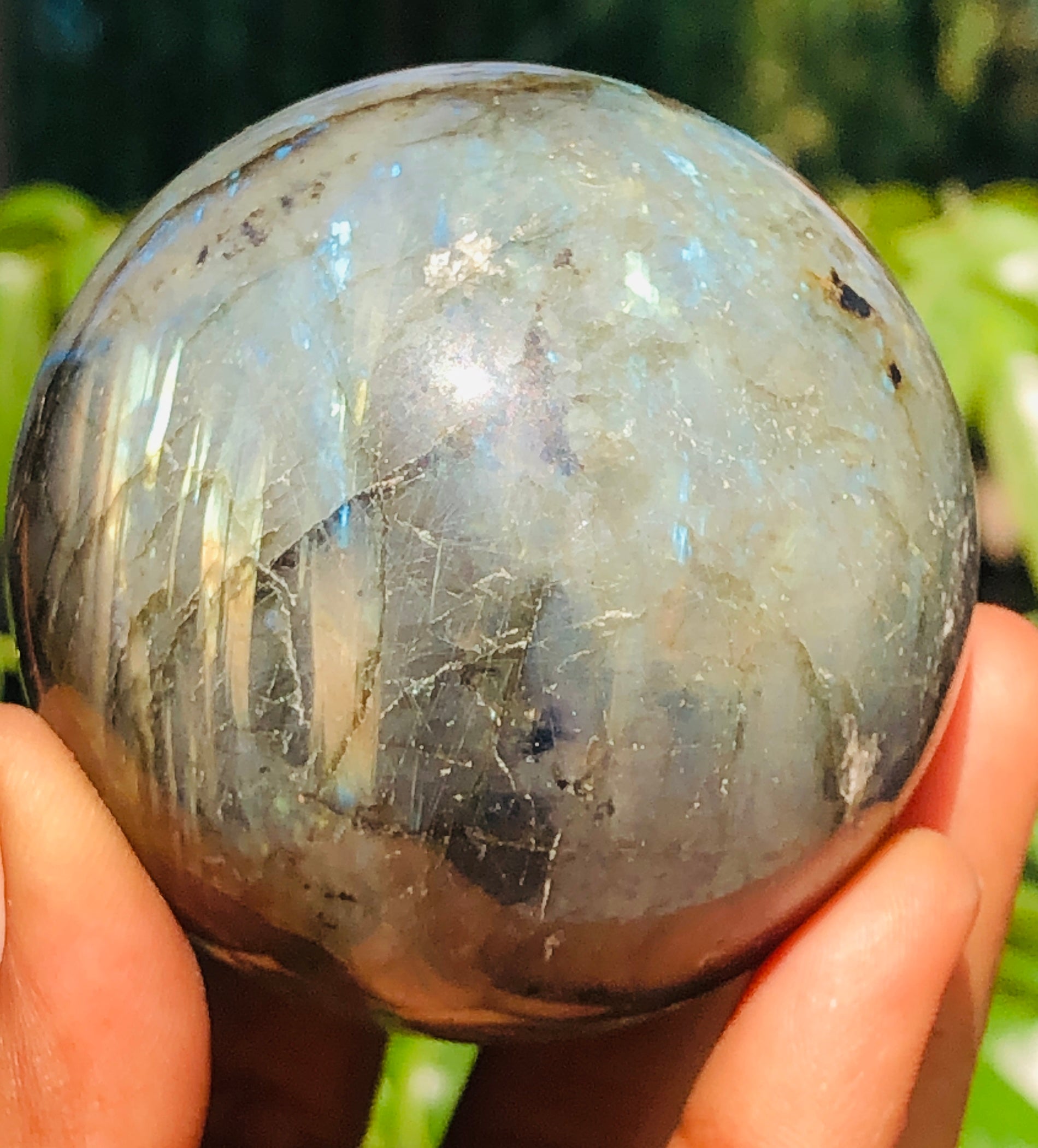 Fabulous 1323.00 Cts Genuine Golden & Blue Flash Labradorite Healing Ball Sphere Crystal