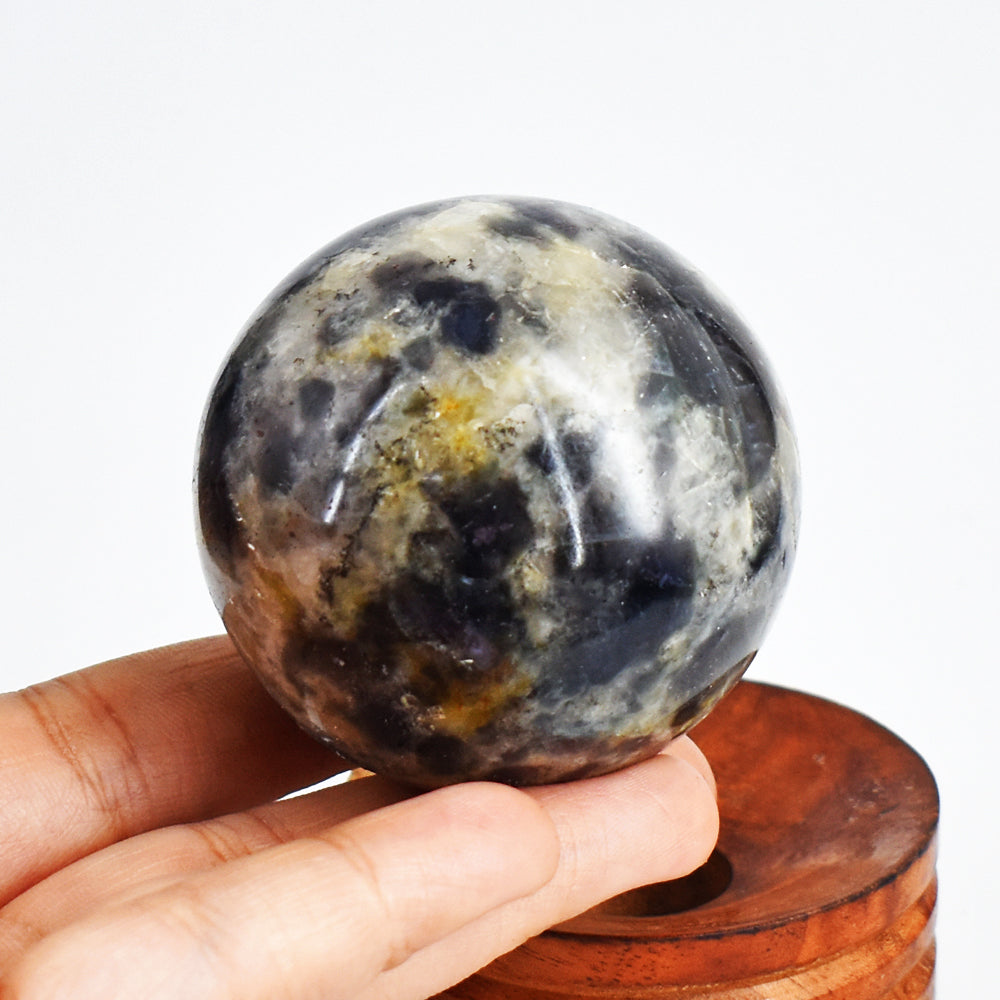 Artisian 1012.00 Carats  Genuine  Blue  Iolite  Hand Carved Crystal  Healing  Gemstone  Sphere