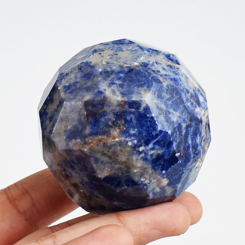 Exclusive 1128.00 Carats  Genuine Sodalite  Faceted  Hand  Carved Crystal Healing Gemstone Sphere