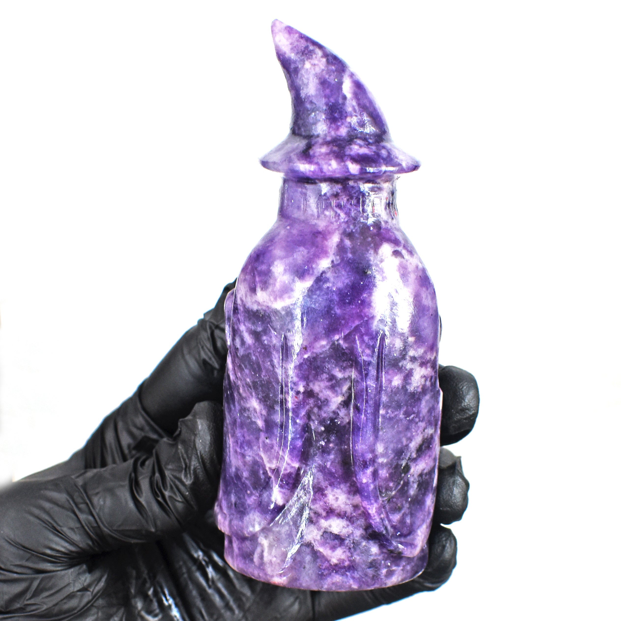 Natural 1058.00 Cts Genuine Lepidolite Hand Carved Premium Gemstone Crystal Wizard