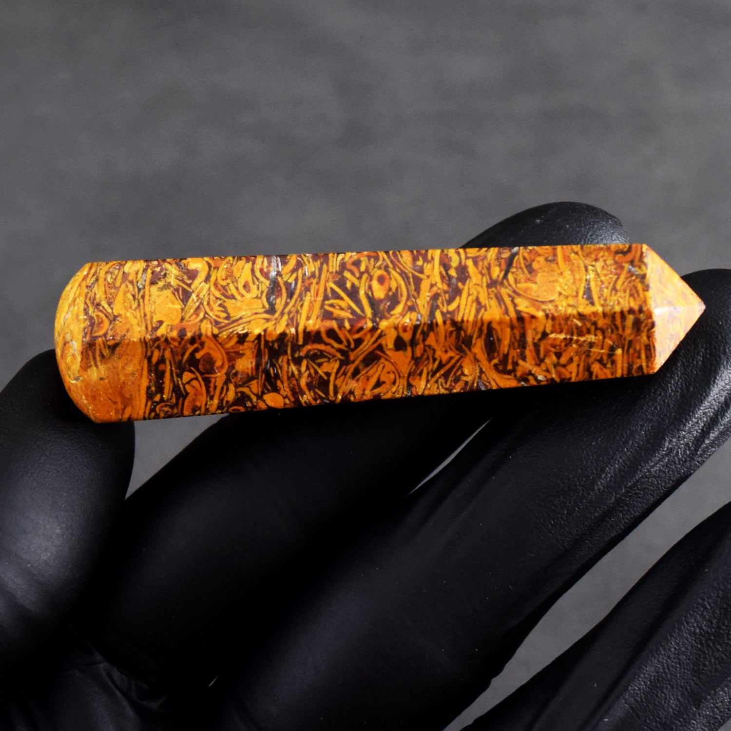 Alluring 144.00 Carats Genuine Golden Art Jasper Crystal Gemstone Healing Point