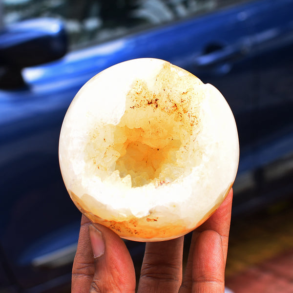 Beautiful  1886.00 Cts  Genuine Agate Druzy  Hand Carved Crystal Healing Sphere Gemstone