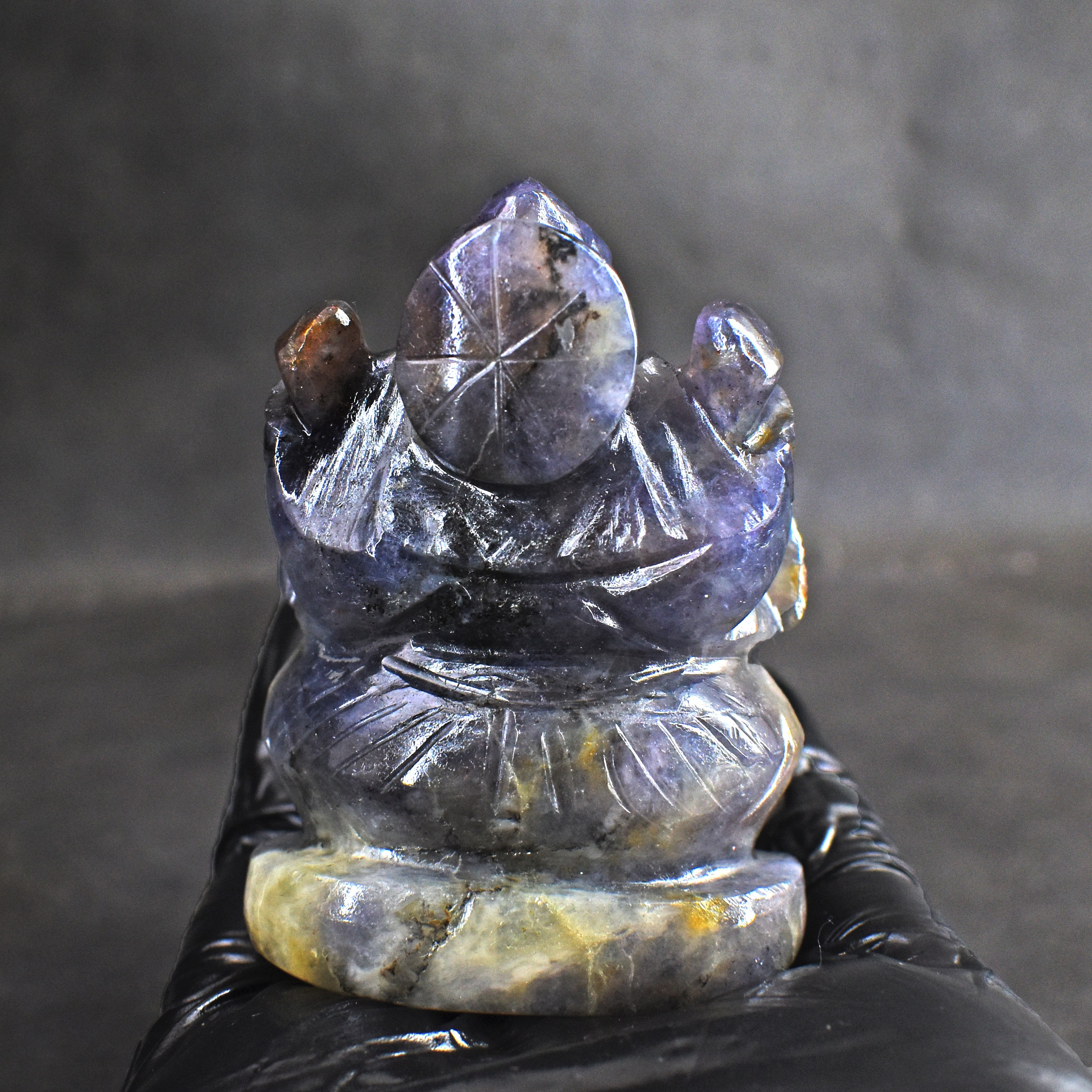 Artisian 607.00 Cts Iolite Divine Hand Carved Lord Ganesha
