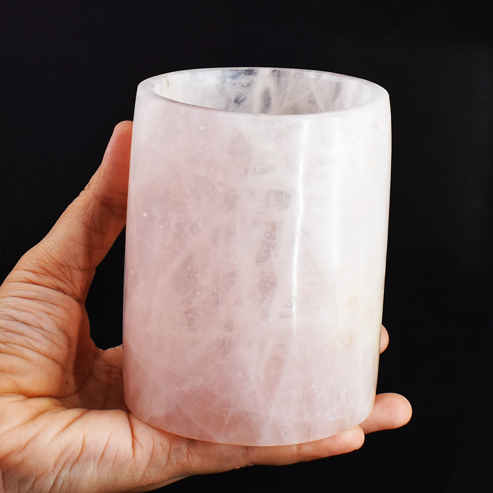 Natural 3883.00 Carats  Genuine Pink Rose Quartz Hand Carved Crystal Gemstone Carving Glass