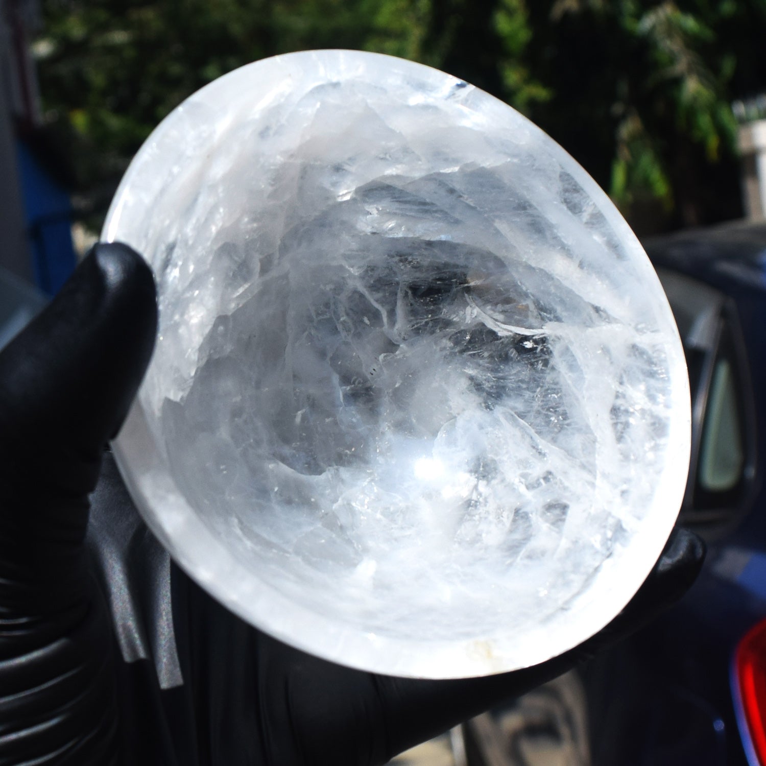 Special 1500.00 Carats Genuine White Quartz Hand Carved Crystal Gemstone Carving Big Bowl