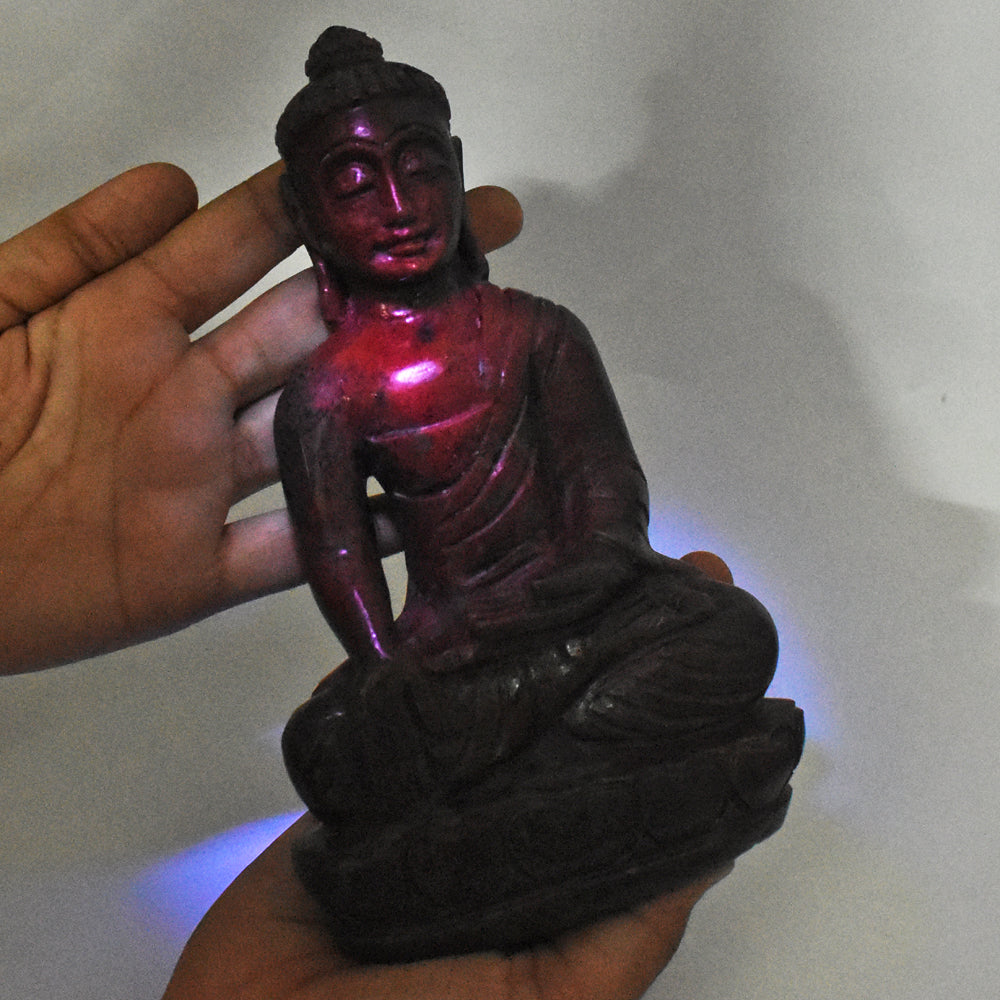 Fabulous 5745.00 Cts Genuine Ruby In Kyanite Hand Carved Crystal Gemstone Buddha Idol Carving