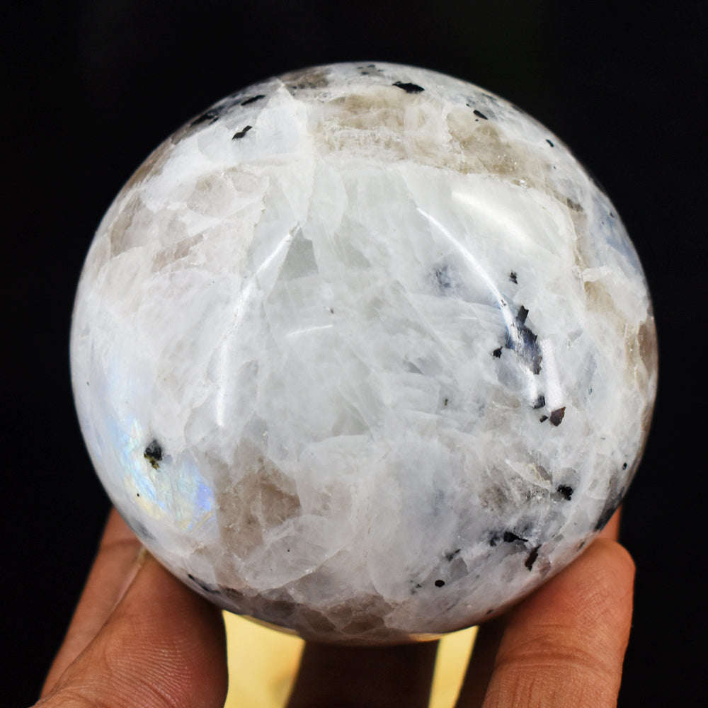 gemsmore:1885.00 Cts Natural Blue Flash Moonstone Hand Carved Crystal Healing Sphere Gemstone
