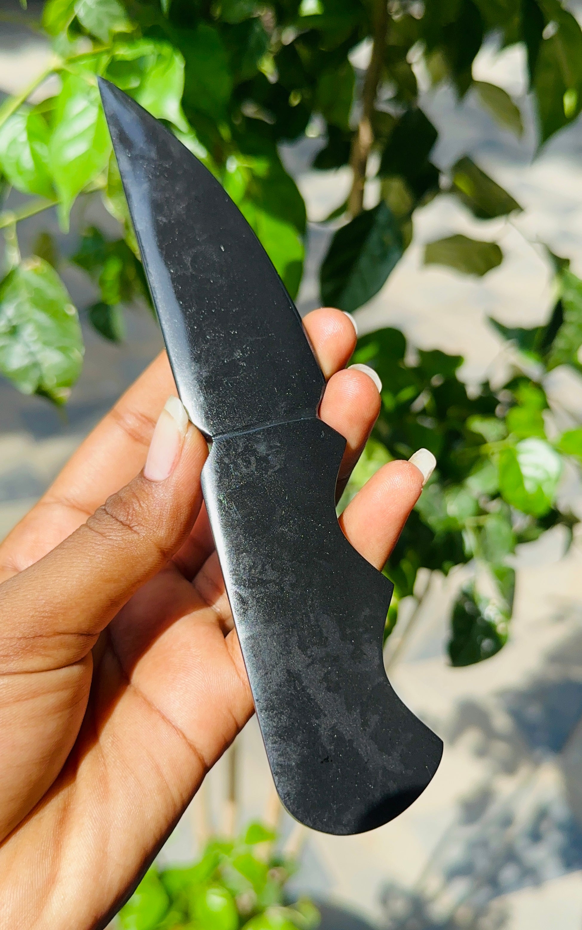 Lovely 436.00 Cts Genuine Black Tourmaline Hand Carved Crystal Gemstone Knife