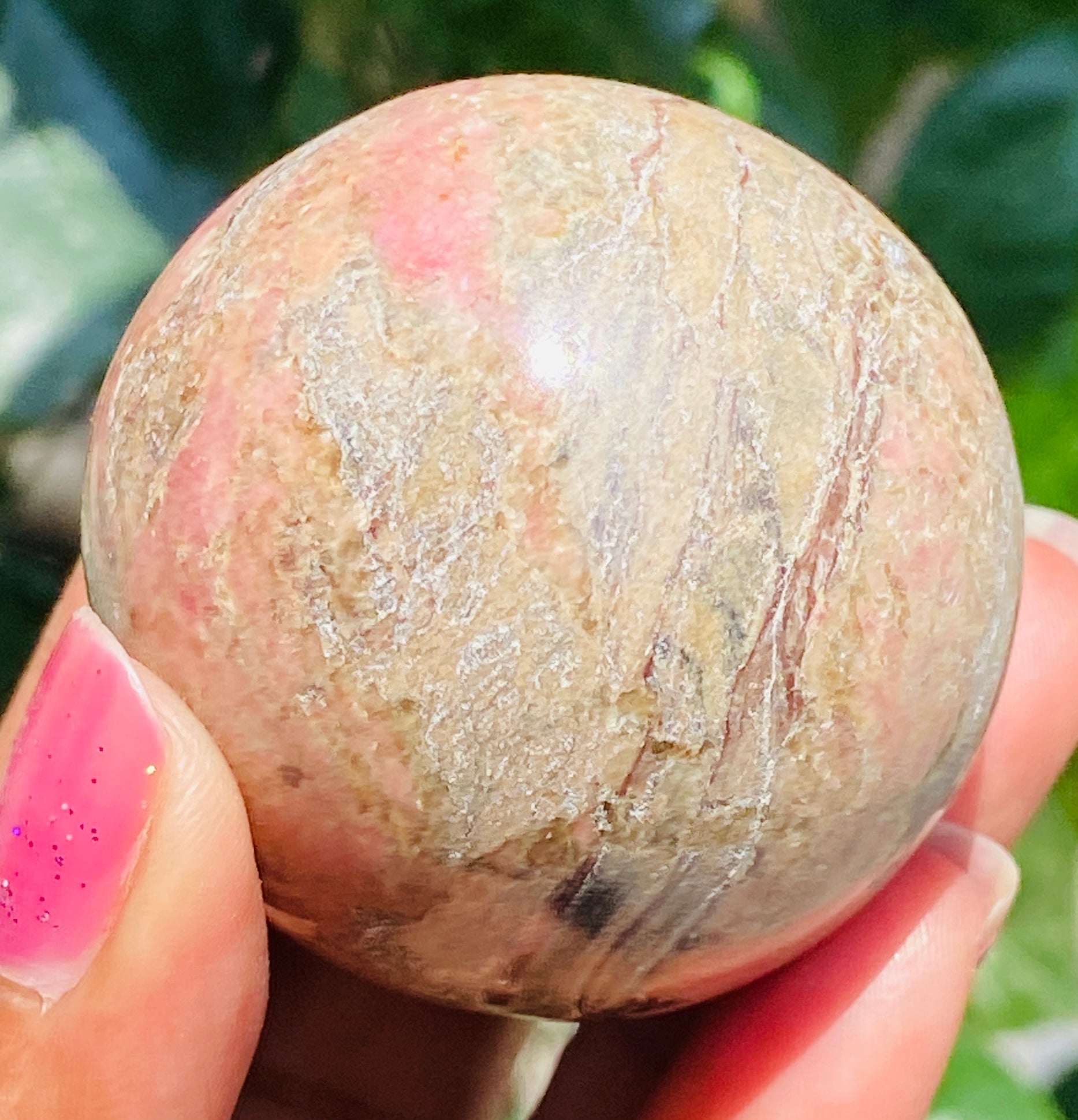 Exclusive  734.00 Cts Genuine Rhodonite Carved Crystal Healing Sphere