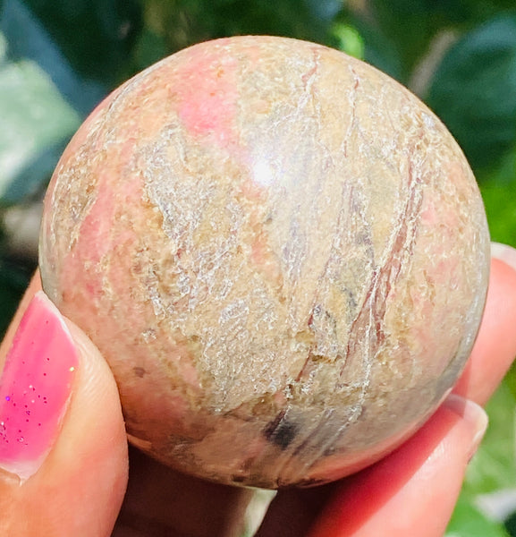 Exclusive  734.00 Cts Genuine Rhodonite Carved Crystal Healing Sphere