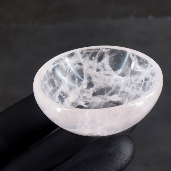 Fabulous 130.00 Carats Genuine Rose Quartz Hand Carved Crystal Gemstone Carving Bowl