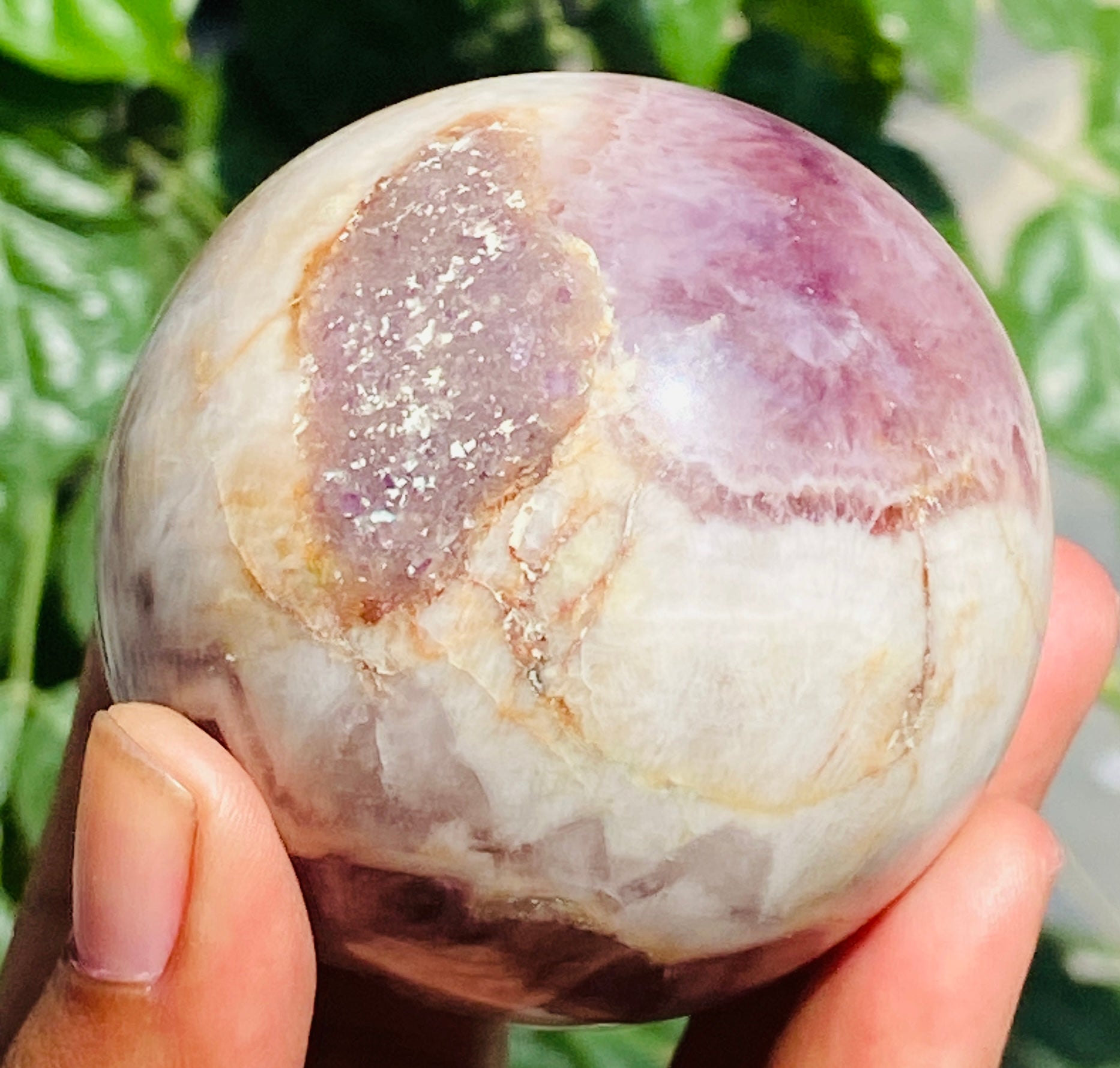 Natural 1208.00 Cts Genuine Chevron Amethyst Crystal Specimen Healing Premium Sphere