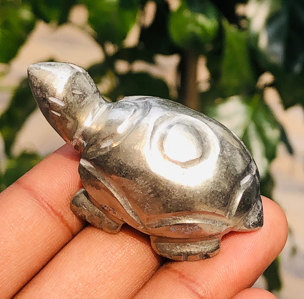 Ravishing 222.00 Cts Genuine Pyrite Hand Carved Gemstone Premium Turtle Crystal