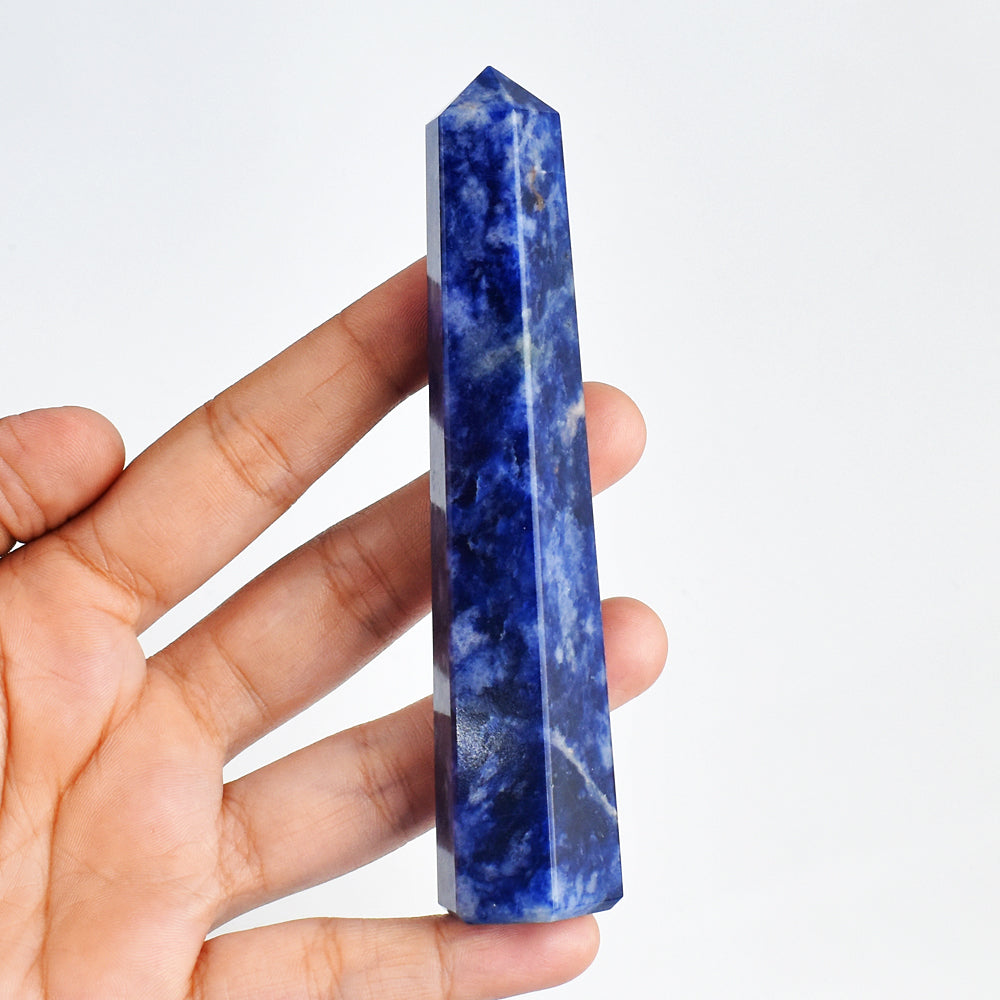 Artisian 473.00 Carats  Genuine Sodalite Hand  Carved Crystal Gemstone Healing  Point Carving