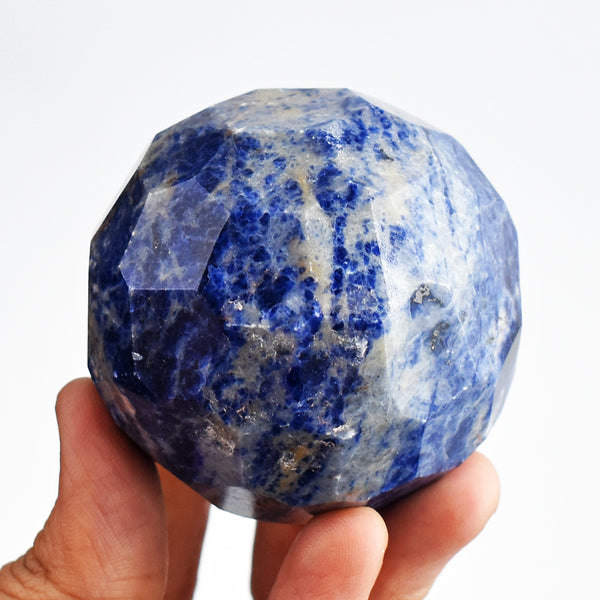 Exclusive 1128.00 Carats  Genuine Sodalite  Faceted  Hand  Carved Crystal Healing Gemstone Sphere