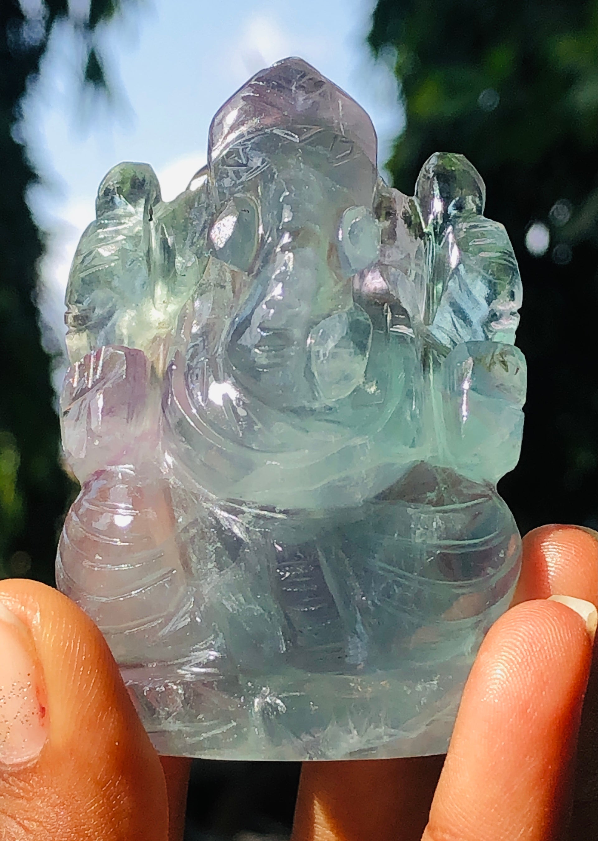 Exclusive 755.00 Carats Multicolor Fluorite Divine Carved Ganesha