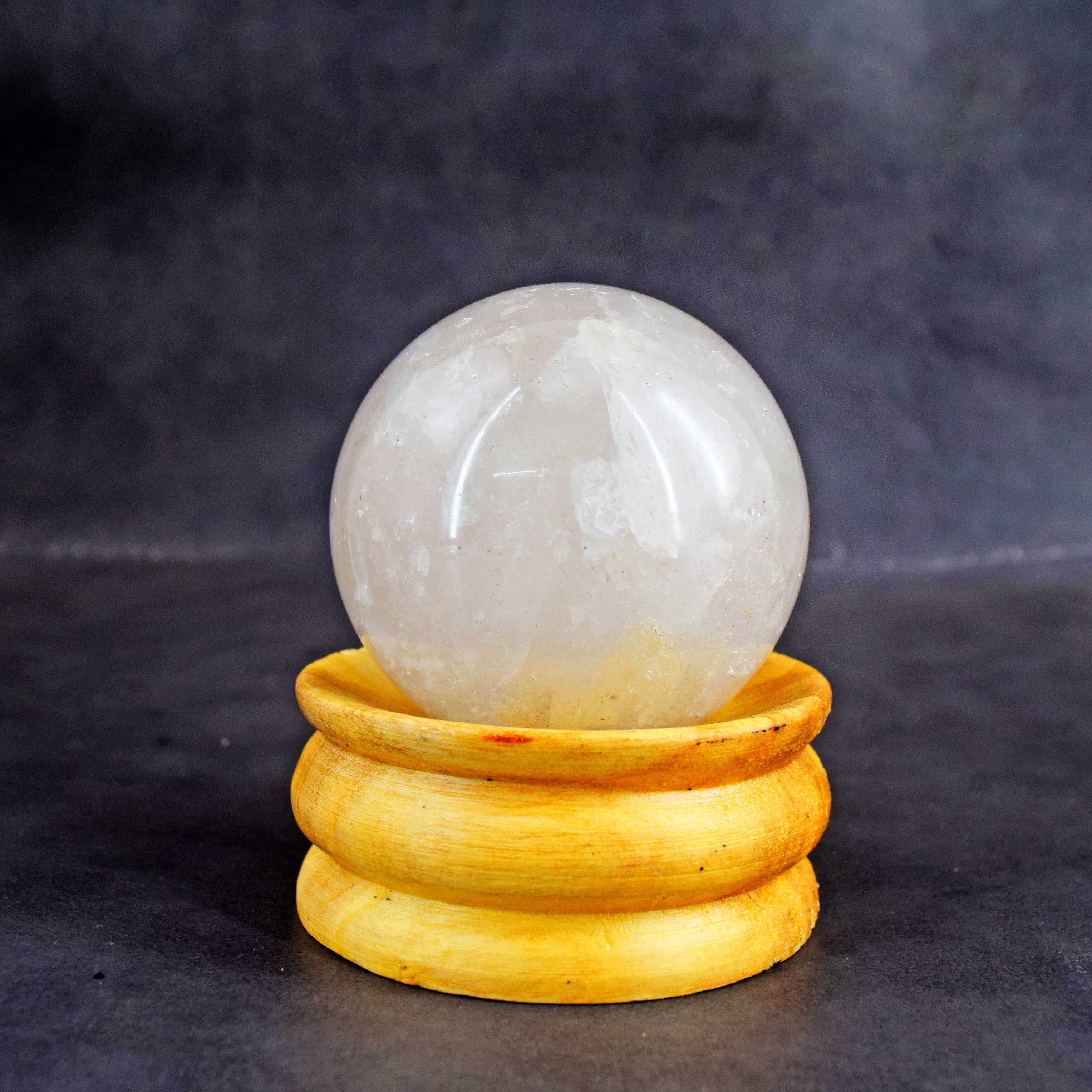 Artisian 885.00  Carats  Genuine  White Quartz  Hand  Carved  Crystal  Healing  Gemstone  Sphere