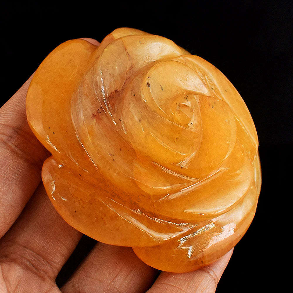 519.00 Cts Genuine  Aventurine Hand Carved Crystal Rose Flower  Gemstone  Carving